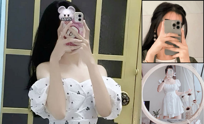 girl poses stylish mirror selfie dp