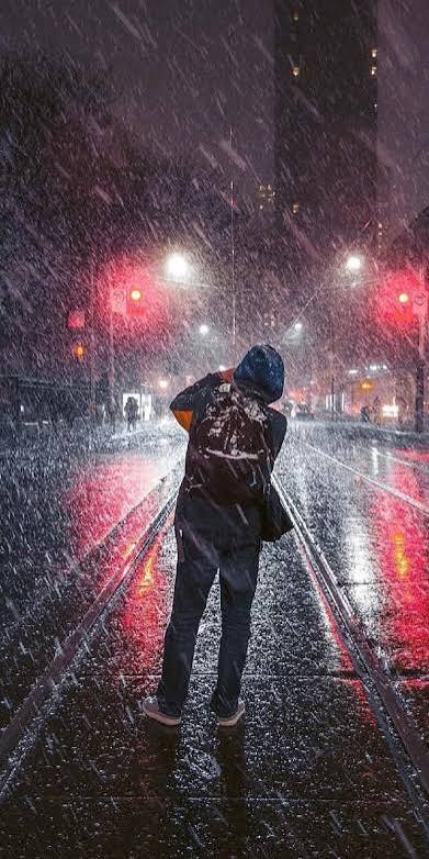 Alone Boy Wallpaper with Rain