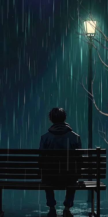 Alone Boy Wallpaper with Rain